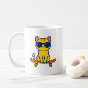 Mug Chaton Planche à Roulettes Mignon – Café Drôle