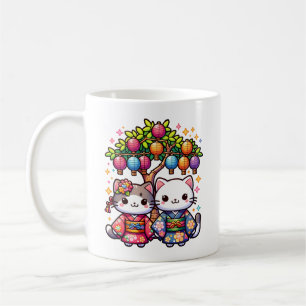 Mug Chatons de Tanabata en kimonos