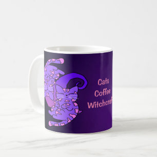 Mug Chats Café Witchcraft Gemini Retro Neon Purple