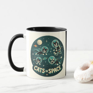 Mug Chats dans l'espace UFO humour drôle kitty