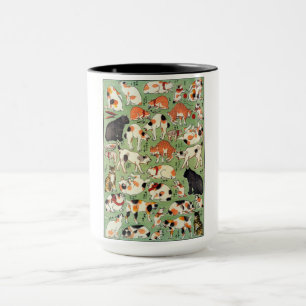 Mug Chats de l'ère Edo, Utagawa Yoshifuji, Ukiyo-e