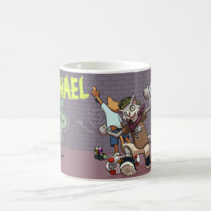 Mug Chats drôles d'allée ajoutent le nom Graffiti de s
