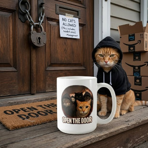 Mug Chats drôles en capuches ouvrent la porte
