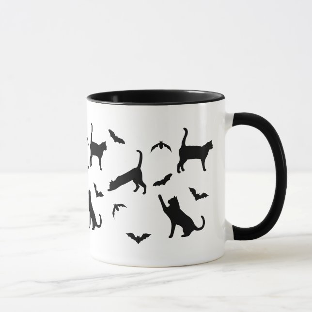 Mug Chats Et Chats Noirs Whimsical Halloween Motif (Droite)