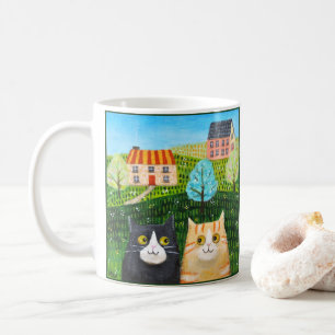 Mug Chats fantaisistes Folk Art Orange Tabby Smoking
