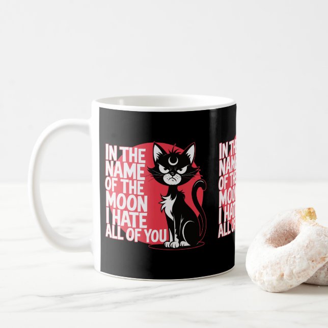 Mug Chats Grumpy Magique en colère Propriétaires Chat  (Avec donut)