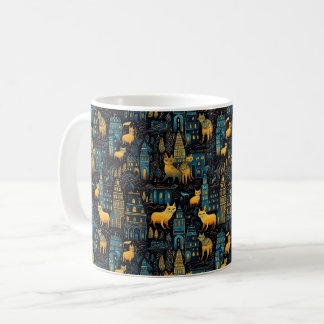 Mug Chats Jaunes dans la ville Night Ai Art