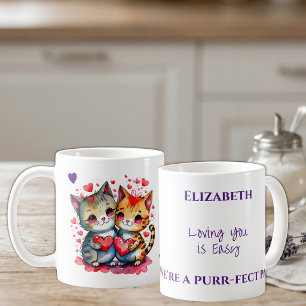 Mug Chats mignons qui vous aiment nom personnalisé vio