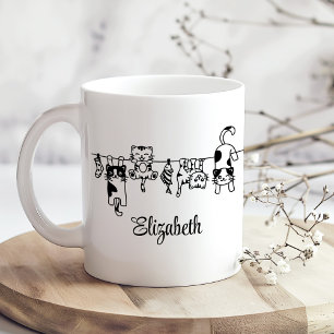 Mug Chats Mignons Suspendus Nom Personnalisé