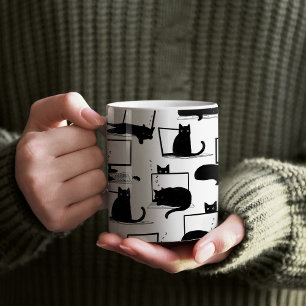 Mug Chats noirs assis sur des ordinateurs portables Mo
