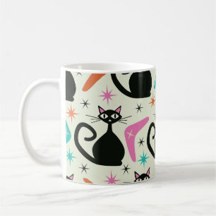 Mug Chats noirs atomiques de milieu de siècle avec boo