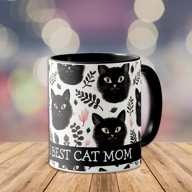 Mug Chats Noirs Boho et maman Chat Feuille (Créateur téléchargé)