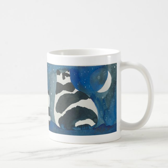 Mug chats noirs et blancs sous la lune (Droite)