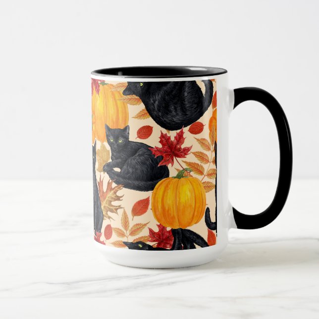 Mug Chats noirs et citrouilles (Droite)