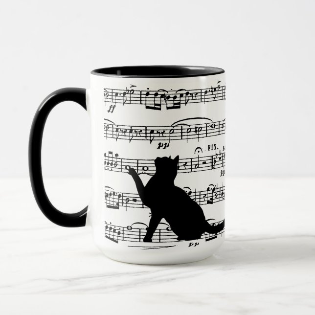 Mug Chats noirs sur feuille de musique (Gauche)