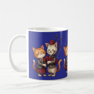 Mug Chats orange jouant de la cornemuse et portant du