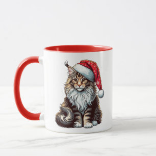 Mug Chatte à coon du Maine de Noël, chatte à coon du M