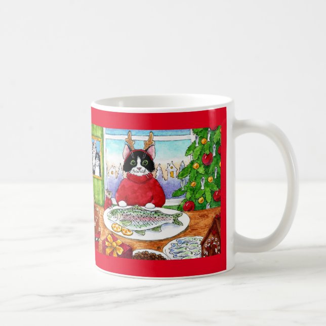 Mug Chatte chat poisson poisson de Noël chèvre (Droite)