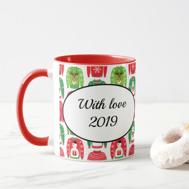 Mug Chauffage Xmas moche Ours polaire Snowman Rudolf R (Avec donut)