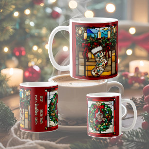 Mug Chaussette de Noël Faux Vitrail
