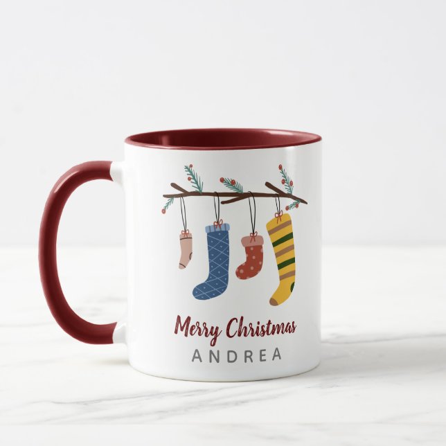 Mug Chaussettes de Noël mignonnes cadeau de vacances (Gauche)