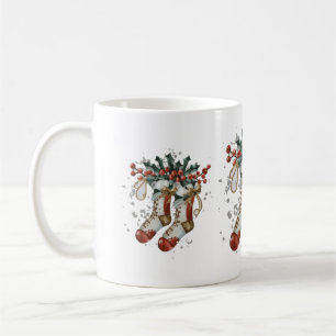 Mug Chaussettes de Noël Watercolor et Berry Holly