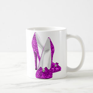 Mug Chaussures à Talons Hauts Stiletto Paillettes Rose