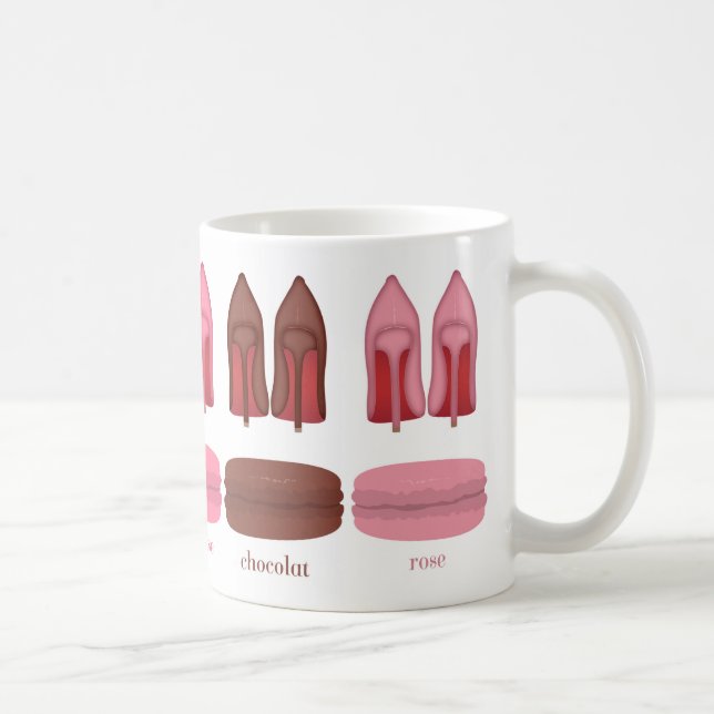 Mug Chaussures en stilettos, talons hauts et macarons (Droite)