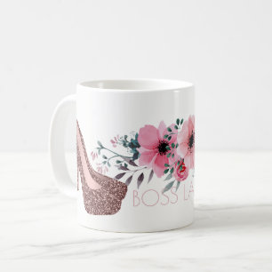 Mug Chaussures roses florales chics de parties