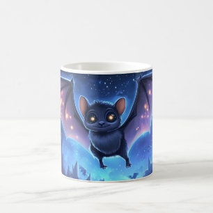 Mug chauve-souris mignonne volant la nuit sous un ciel