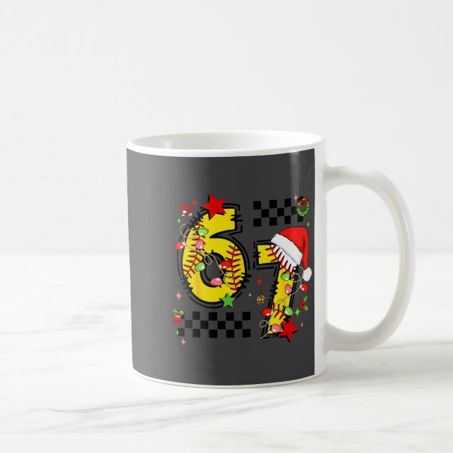 Mug Checkered 67 Softball Santa Hat Christmas Six Seve (Droite)