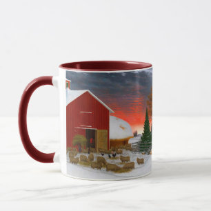 Mug Cheep Farm Barnyard en hiver Horatio Shaw 1885