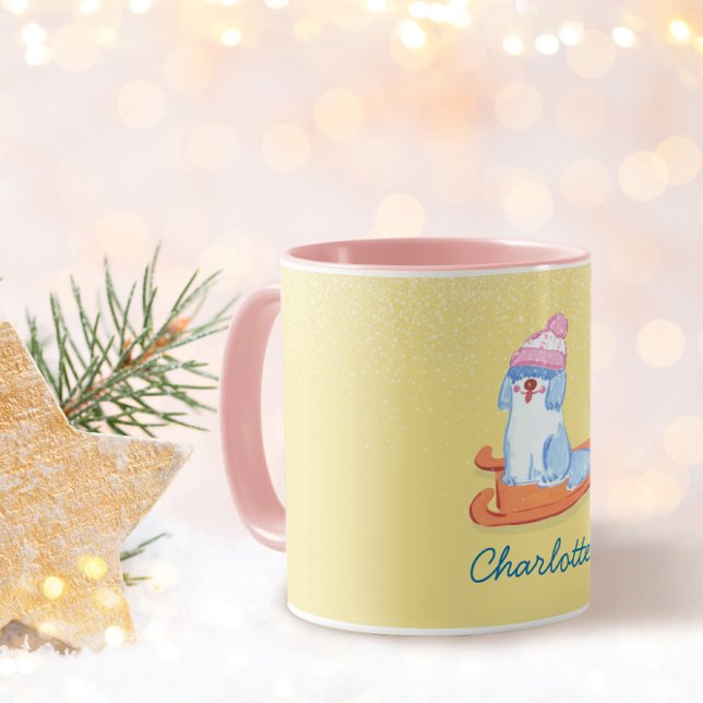 Mug Cheerful Old English Sheepdog Name Yellow (Créateur téléchargé)