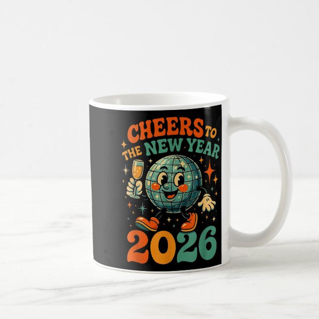 Mug Cheers To The New Year 2026 Retro Disco Gift  (Droite)