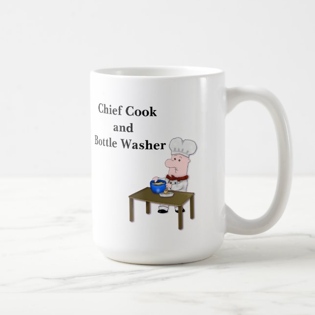 Mug Chef de dessin, "Chef cuisinier et lave-bouteilles (Droite)