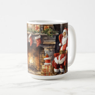 Mug Cheminée de Noël du Père Noël Chaussettes Rouges C