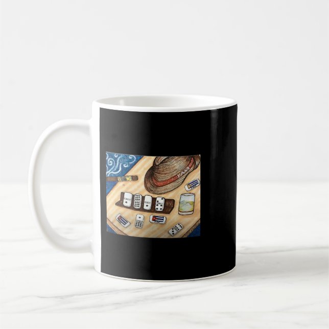 Mug Chemise cubaine Cuba Dominos Jeu Havana Cubain Cig (Gauche)