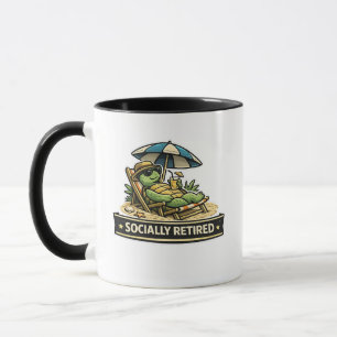 Mug Chemise drôle de tortue socialement retraitée et r