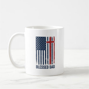 Mug Chemise vintage croix drapeau chrétien papa béni d