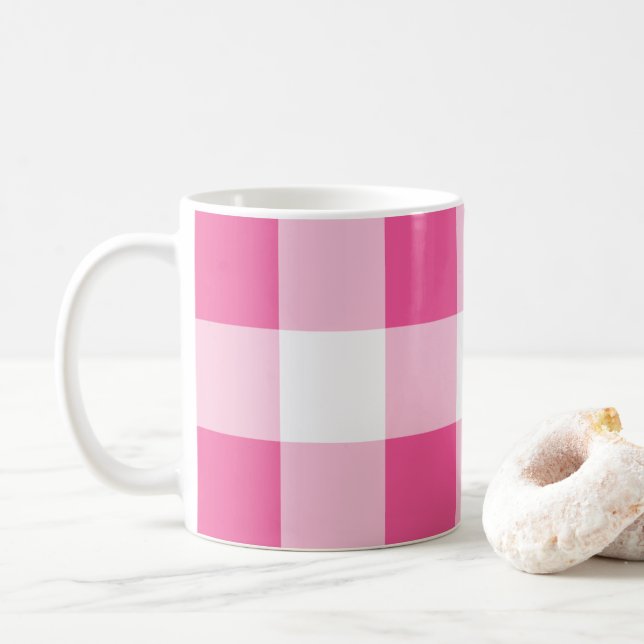 Mug Chèque de buffle blanc rose (Avec donut)