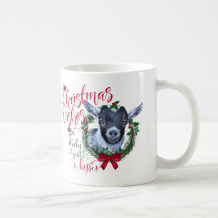 Mug CHÈQUE   voeux de Noël Bébé Chèvre Baisers Pygmée