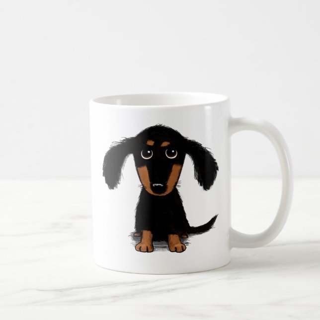 Mug Cher noir et Tan Long Haired Chien chiot (Droite)