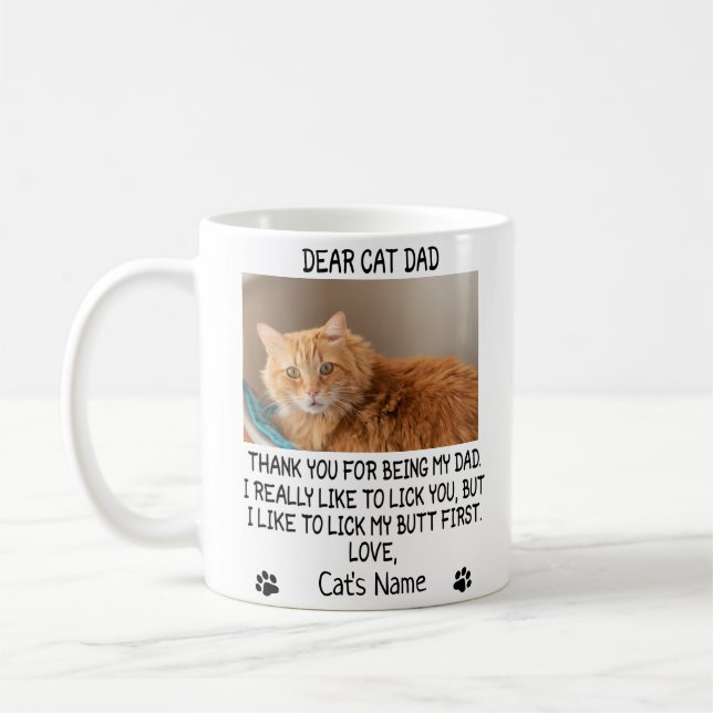 Mug Cher père de chat, photo et nom du chat personnali (Gauche)