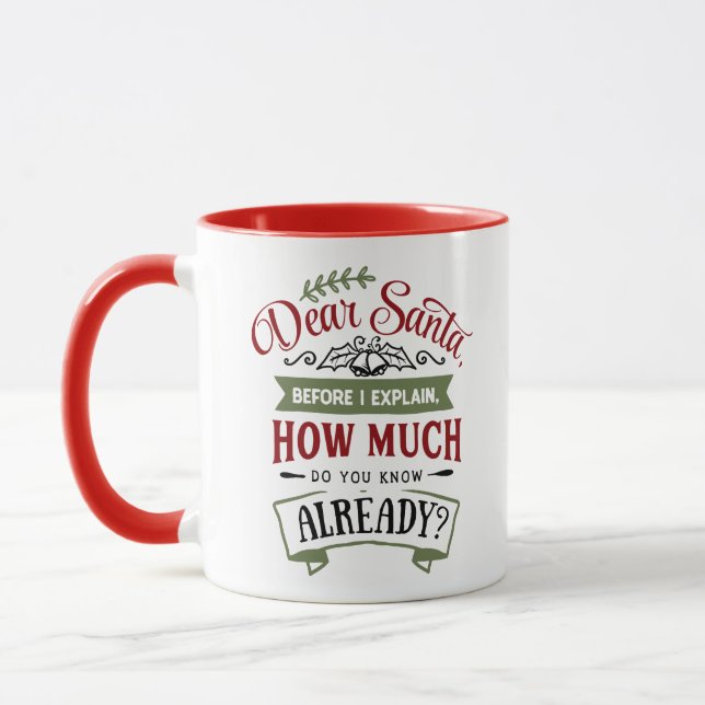 Mug Cher Père Noël, avant d'expliquer la citation amus (Gauche)
