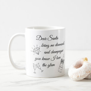 Mug Cher Père Noël Champagne & Diamants Dessin au Trai