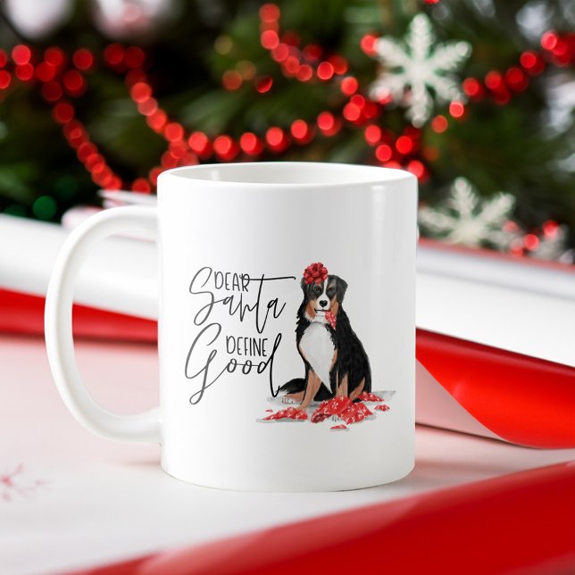 Mug Cher Père Noël Définir une bonne aquarelle de chie (Dear Santa Define Good Naughty Dog Watercolor Coffee Mug)