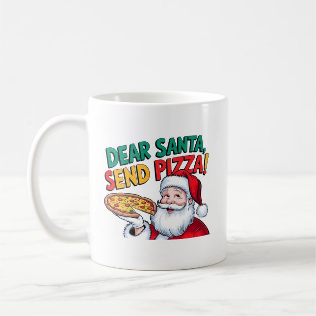 Mug Cher Père Noël envoyez une pizza ce Noël (Gauche)