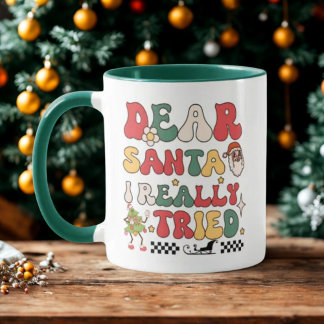 Mug Cher Père Noël J'Ai Vraiment Essayé Retro Funny No