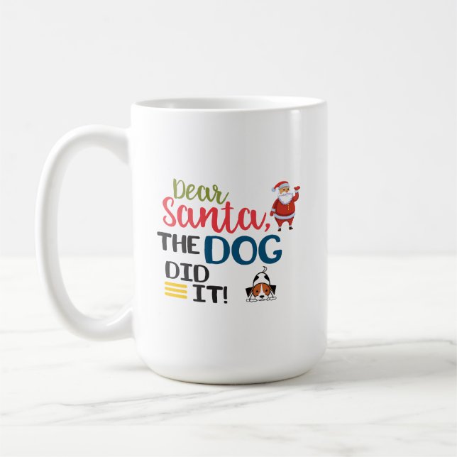 Mug Cher Père Noël, Le Chien L'A Fait Drôle Simple (Gauche)