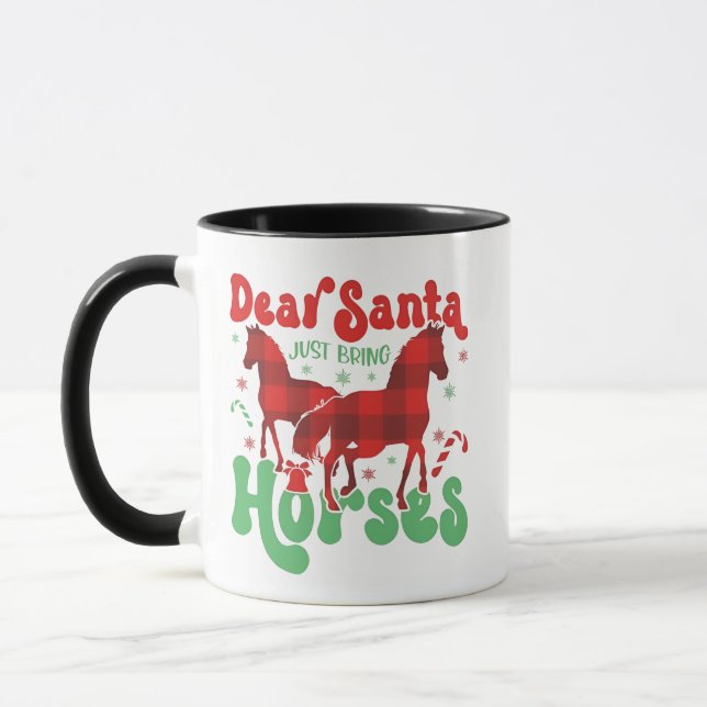 Mug Cher Père Noël viens d'apporter les chevaux drôle  (Gauche)